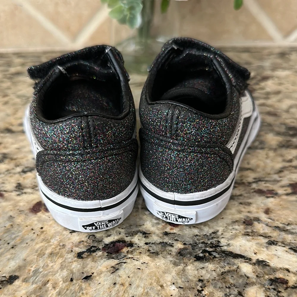VANS Black Glitter Old Skool Sneakers Toddler Kids size 5